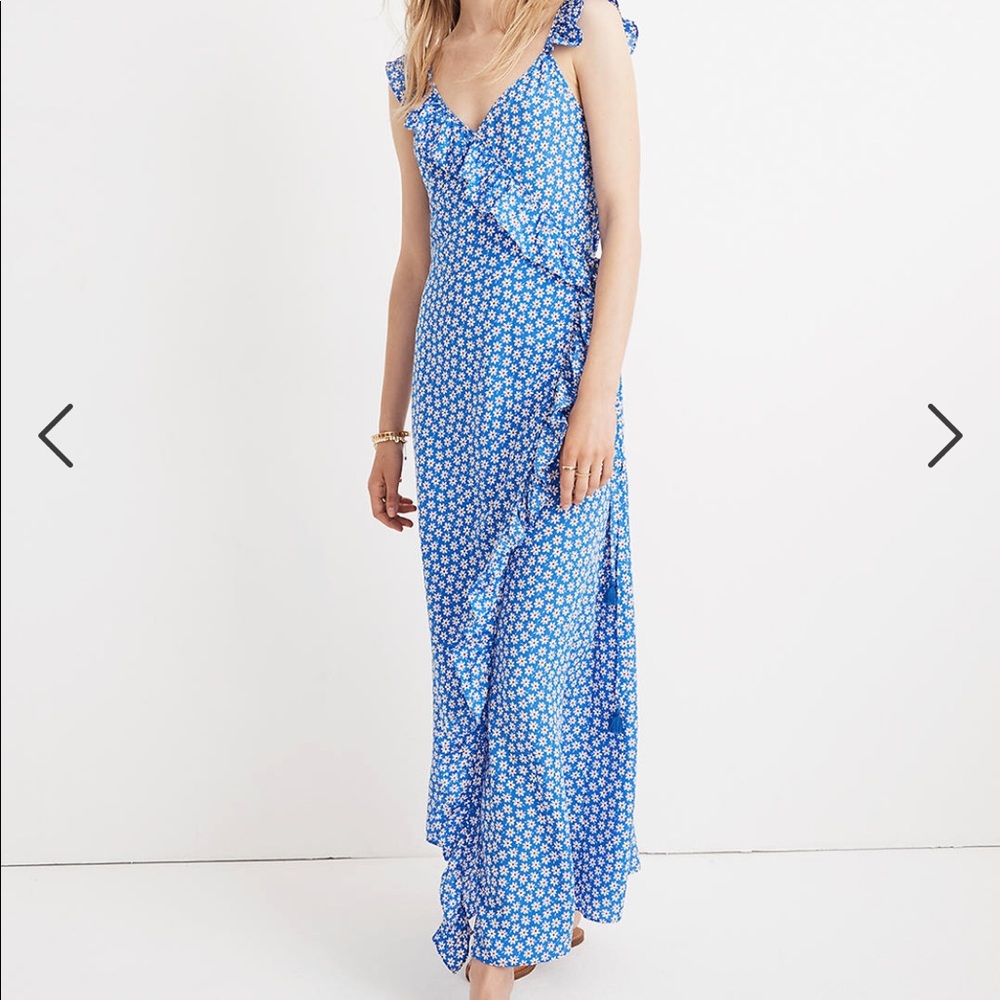 Madewell long ruffled wrap dress size 2